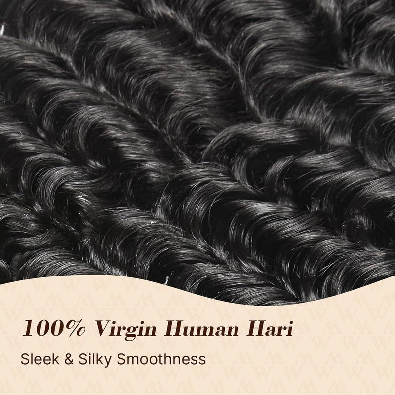 Wequeen 16A Deep Wave Human Braiding Hair - 100g, 18 Inch, 100% Unprocessed Brazilian Virgin Hair | Natural Black
