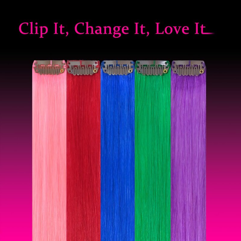 SWANNA 20 Inch Clip-In Human Hair Extensions – Peach Pink Highlights for Earloop Color, 100% Real Hair, 4PCS, Mix & Match for DIY Styles