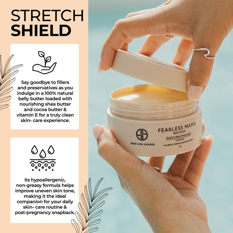 Fearless Mama Pregnancy Body Butter - Deep Hydration Belly Butter for Stretch Marks | 5 oz with Shea & Cocoa Butter