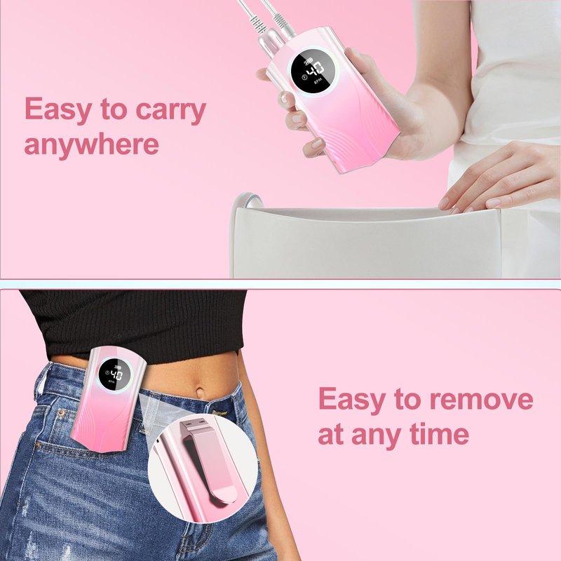 Electric Nail Drill Machine Professional, Cordless Rechargeable Nail Drill Kit Low Heat Quiet E-File for Acrylic Gel Polishing Removing with Bits Kit for Manicure Salon Home (Pink)