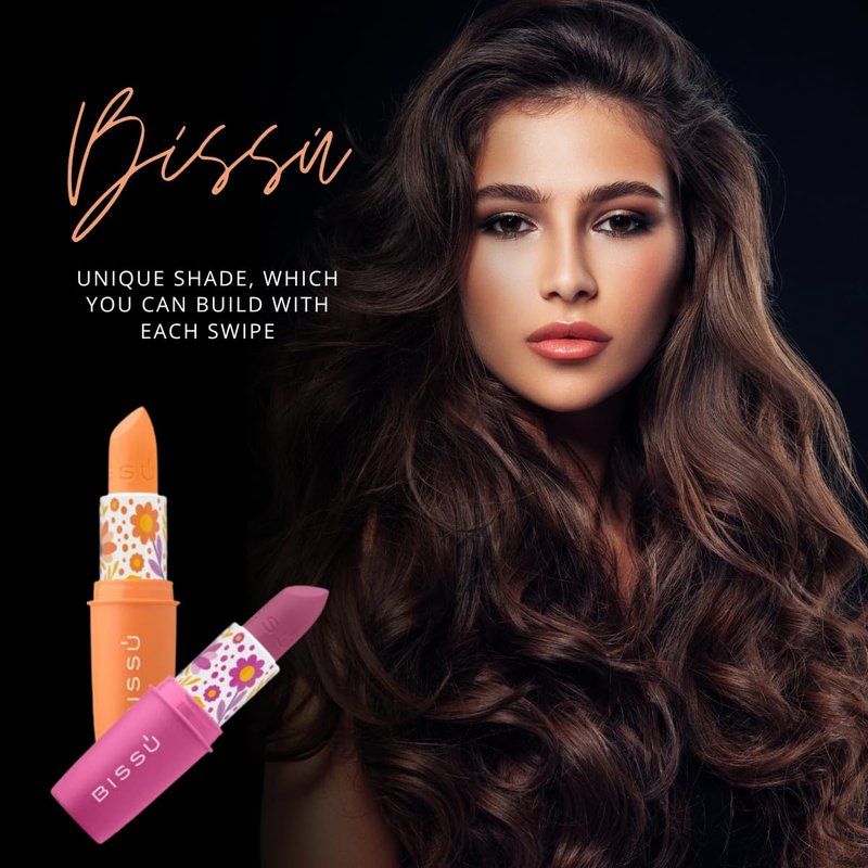 Bissú 7-Piece Magic Lipstick Kit - Shea Butter & Coconut Oil | Buildable Color, Natural Ingredients, Cranberry