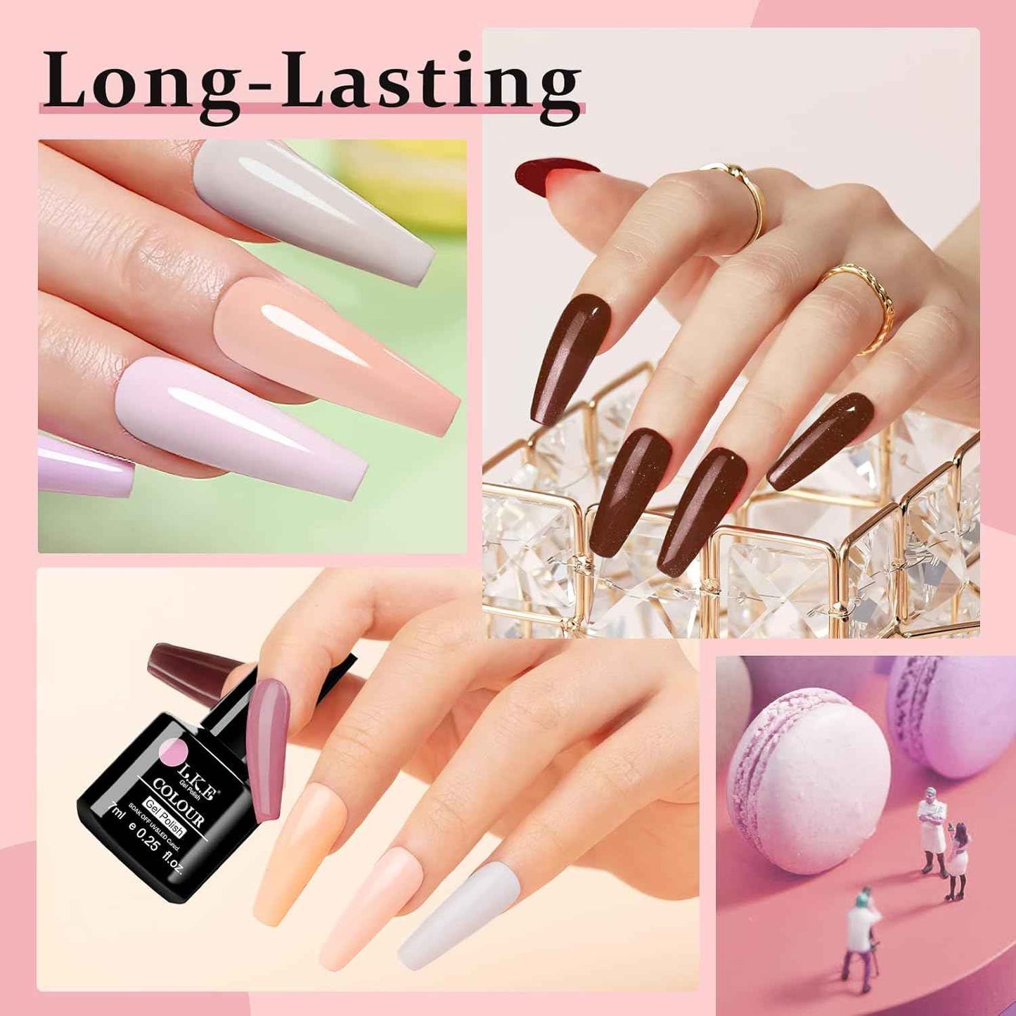 72W UV LED Nail Lamp & Nude Beige Gel Polish Set - Professional Nail Dryer for Gel Nails