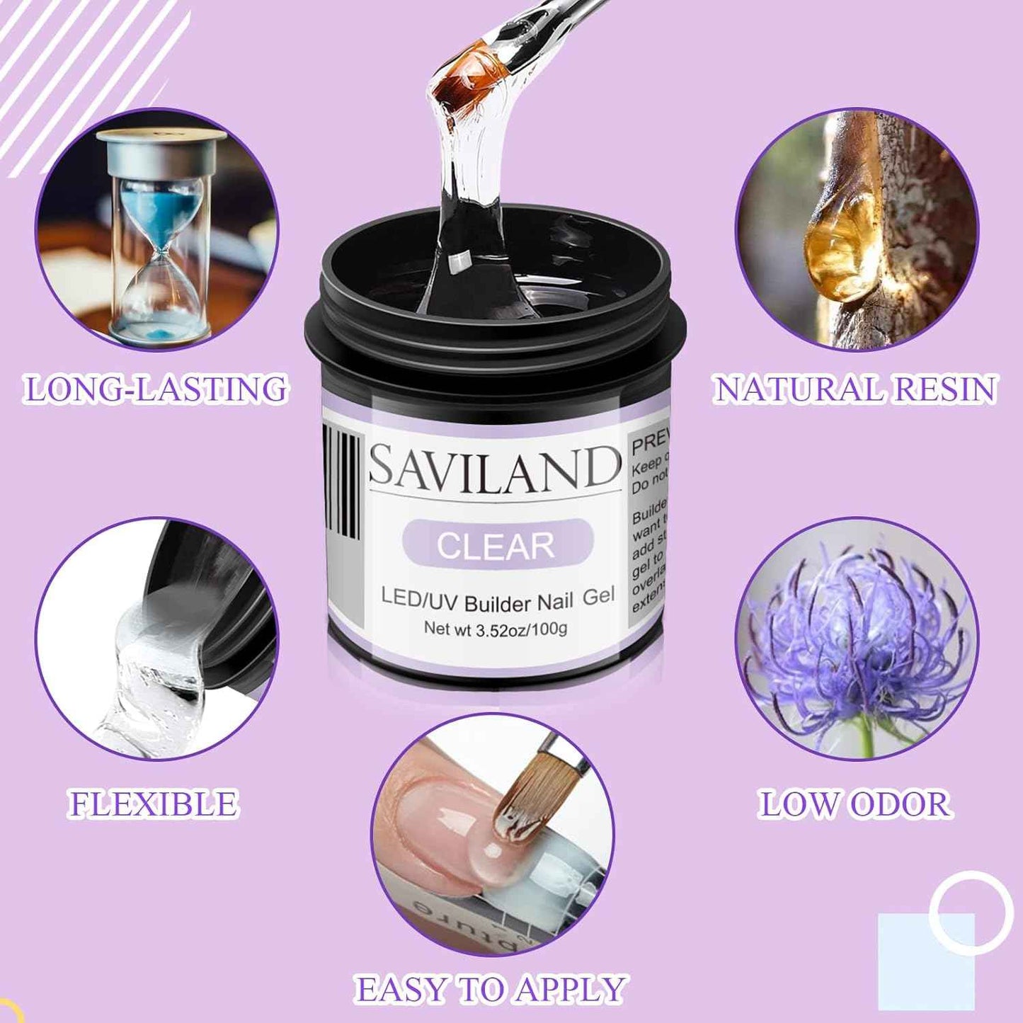 LED & UV Builder Nail Gel with Liquid Latex - SAVILAND Nail Art Essentials