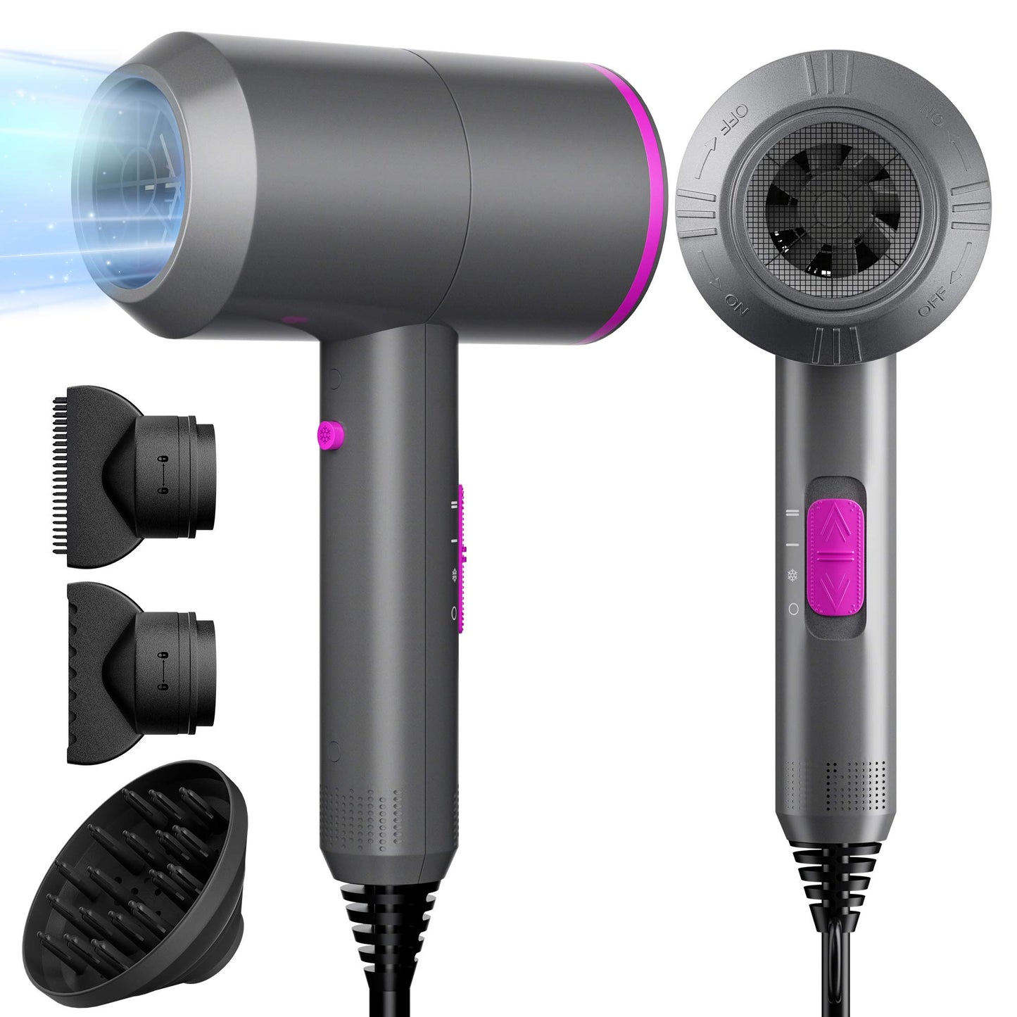 Fezax Ionic Hair Dryer 2000W Salon Performance AC Motor Styling Tool/Hair Dryer Professional Blow Dryer Negative Ion Fast Drying for Hair Care 3 Heating / 2 Speed/Cold, for Home Travel Hotel