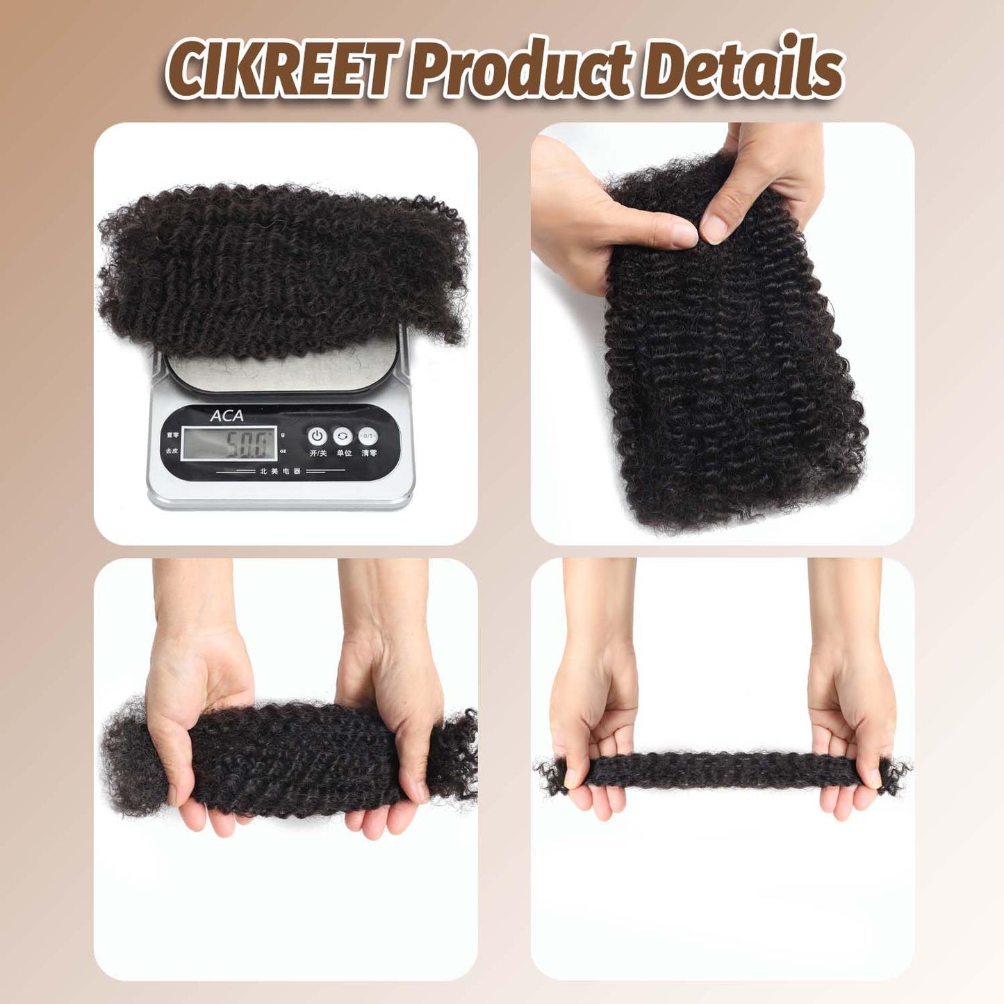 Afro Kinkys Bulk Human Hair for Mini Twist Braiding Braids Locs Dreadlock Extensions Afro Kinky-Curly Human Braiding Hair Bulk Bundles for Men Women Kids 10 Inch 50g 350 Orange Natural Soft Fluffy
