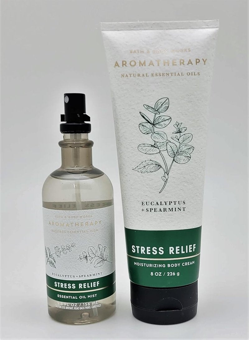 Aromatherapy Eucalyptus Spearmint Essential Oil Mist & Body Cream - Stress Relief Bundle | 5.3 fl oz & 8 oz