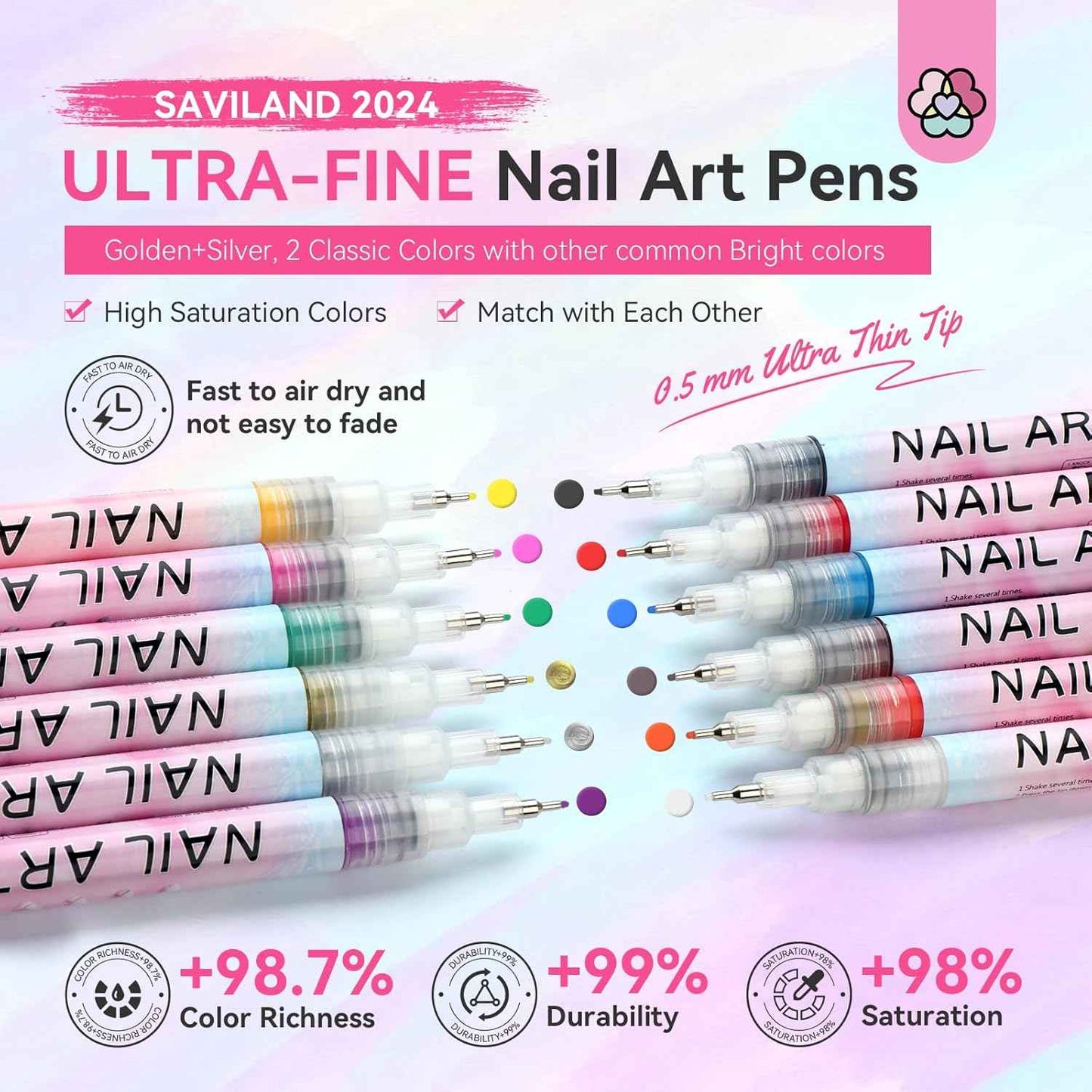 Nail Art Supplies Kit with 12 Color Nail Polish Pens & PU Leather Organizer Bag - Includes Nail Lamp & Manicure Tools