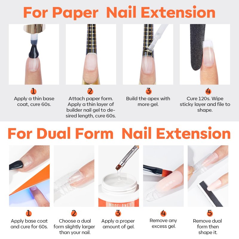 modelones Builder Nail Gel, 10-in-One Builder Clear Hard Gel 2oz, High Thickness for Extension Apex Building Sculpting Overlays Home Salon LED Cured