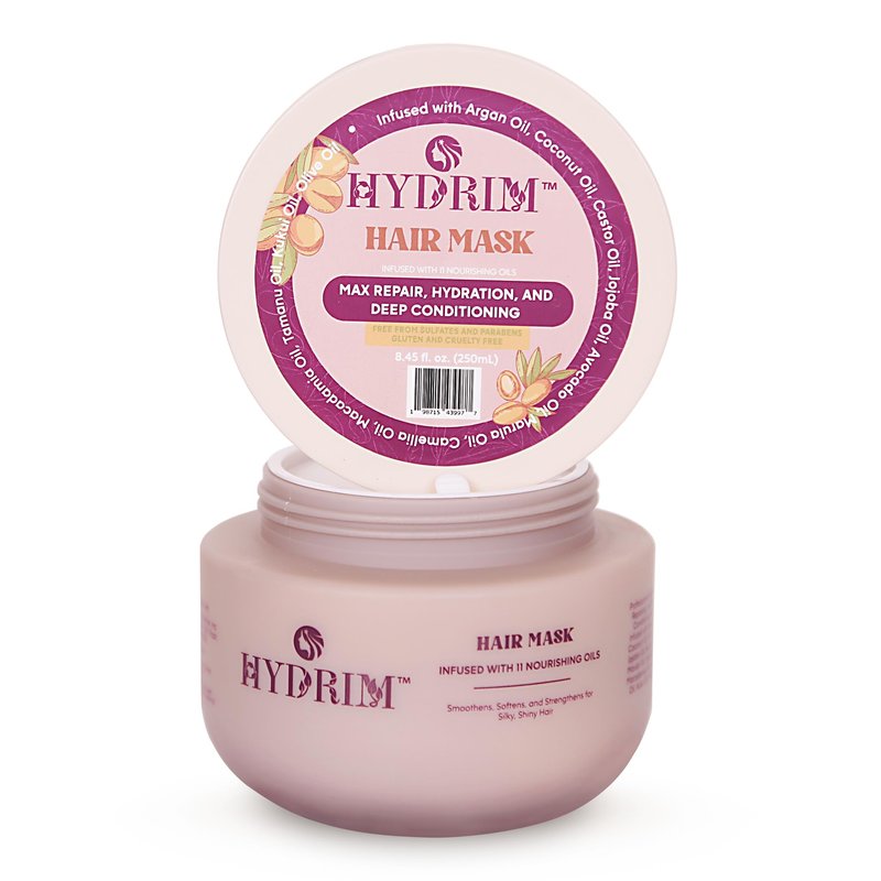 Hydrim Deep Conditioning Hair Mask for Dry Damaged Hair, Hydrating Repair Treatment, Infused with Argan Oil and 10 Nourishing Oils, Helps Smooth Frizz, Fresh Floral Aroma, 8.45 fl oz