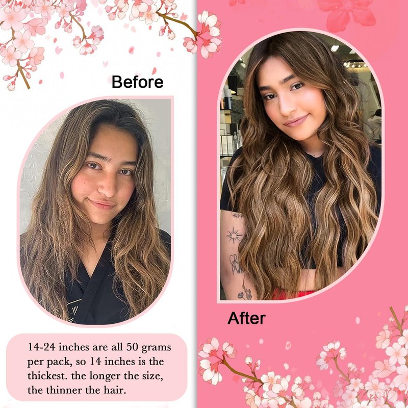 Kpvxxve Micro Beads Hair Extensions Real Human Hair Brown with Bleach Blonde Micro Link Human Hair Extensions 14 Inch #4/613 Micro Loop Hair Extension 50g 1g/s