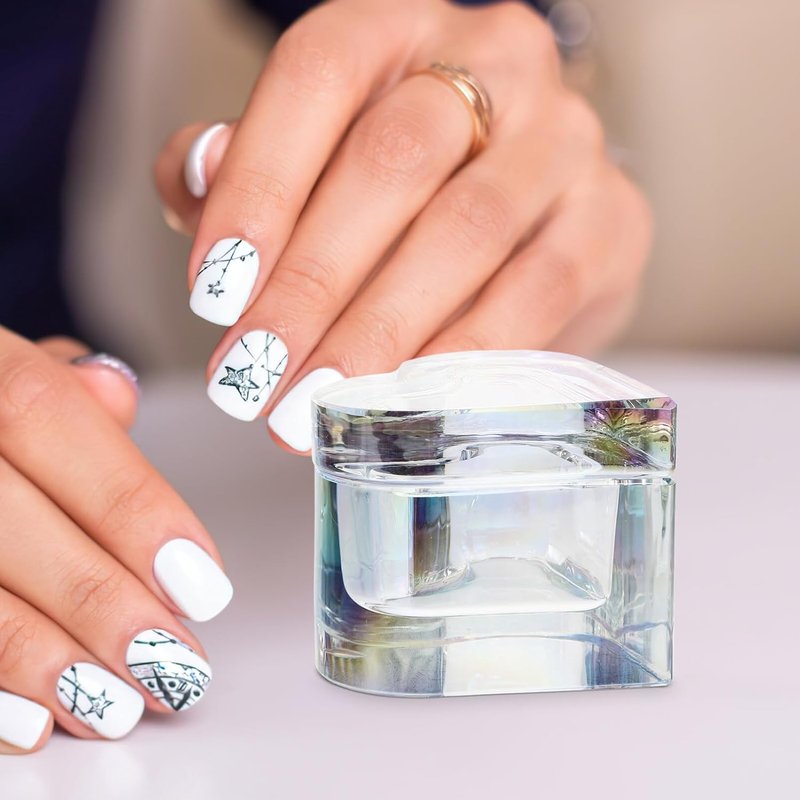 Heart Shaped Glass Nail Dish with Lid - 2.75 Inch Crystal Dappen Dish for Manicure & Nail Art