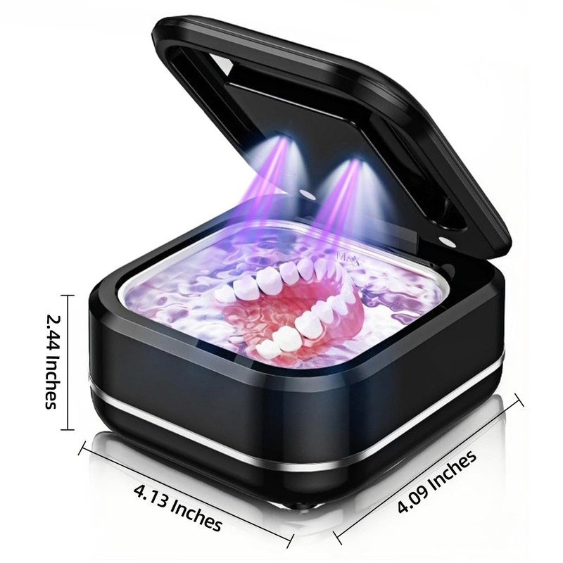 Ultrasonic Retainer Cleaner Machine for Dental Appliances. 2 Cleaning Modes(42khz, 24w,180ml Black,YKL)