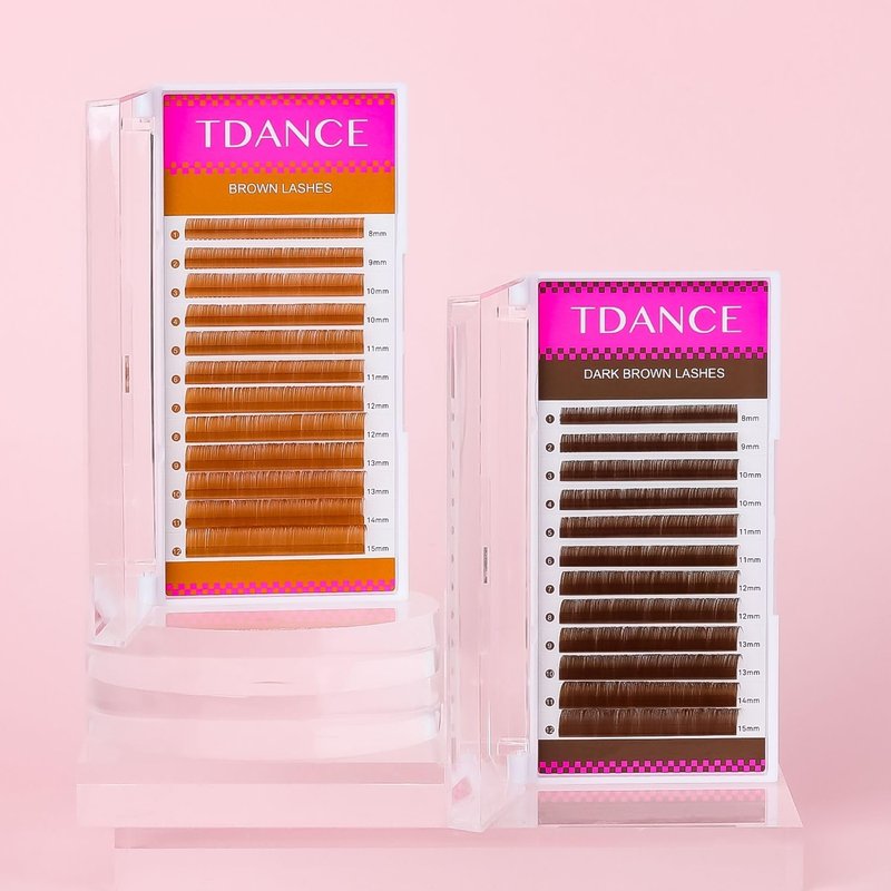 TDANCE Dark Brown Lash Extensions Colored Lash Extensions 0.03/0.05/0.07/0.1/0.15mm C/CC/D/DD/J/B/L Curl Premium Brown Eyelash Extensions Salon Use (Dark Brown,0.05-CC,8-15mm)