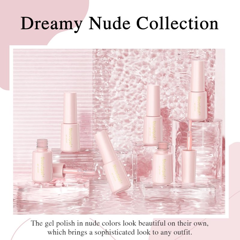 Larvall Beautpal Nude Gel Polish 10 Pcs All Seasons Skin Tones Gel Nail Polish Nude Pink Neutral UV Gel Polish Nail Set Salon DIY Manicure Gift Set