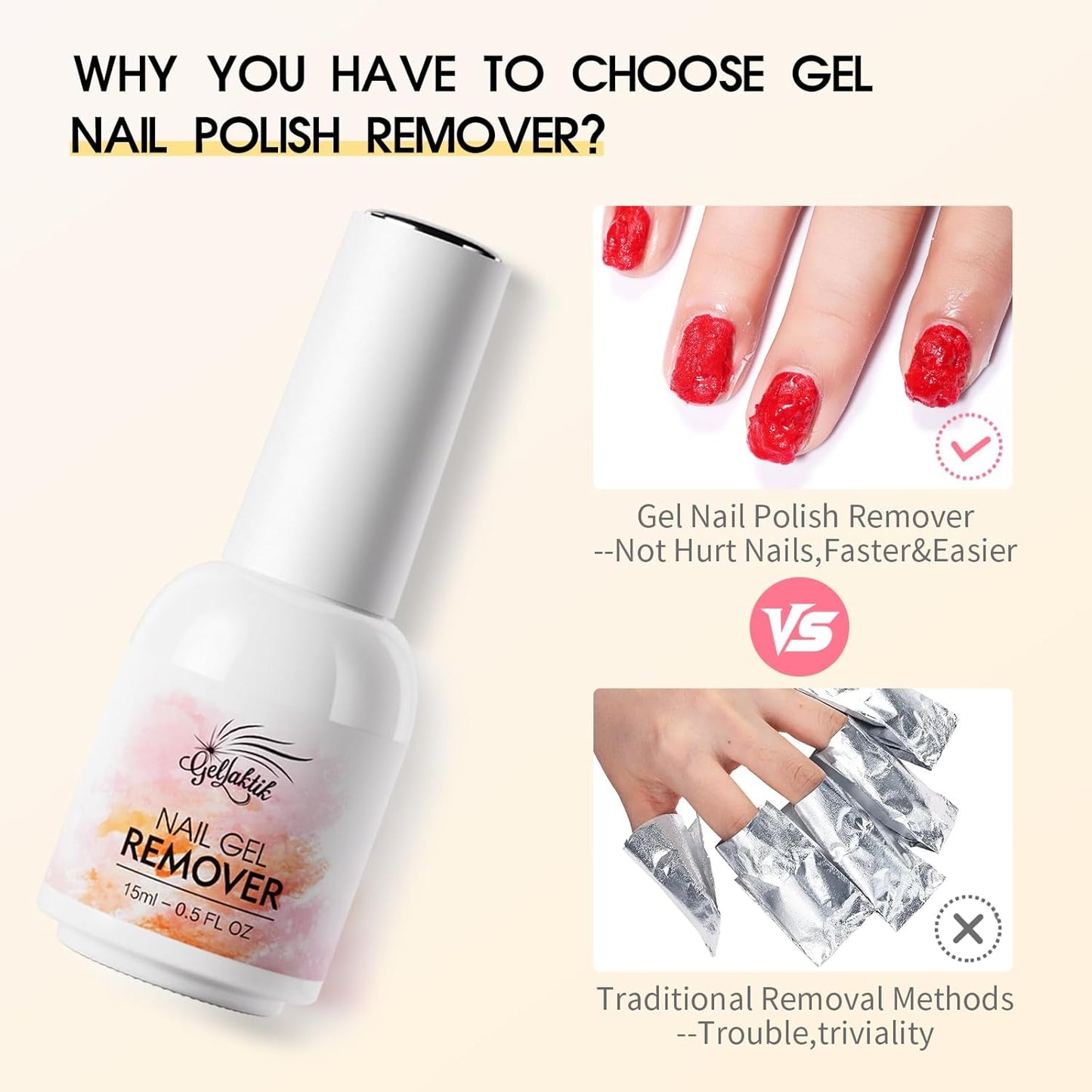 Gel Polish Remover Kit - 3 x 18ml with Cuticle Oil & Liquid Latex Tape, Fast 3-5 Min Removal