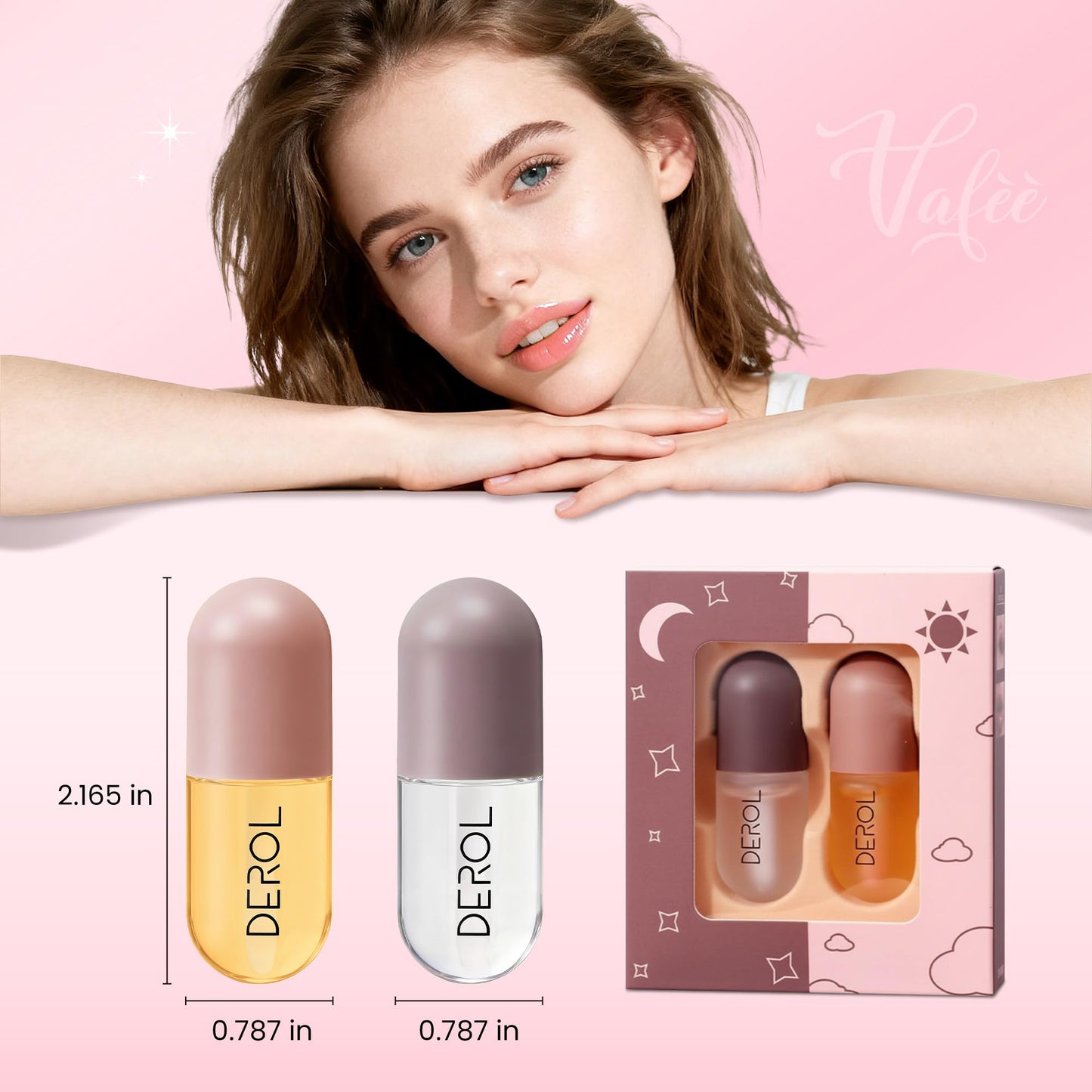 Lip Plumper by Vafee, Natural Lip Plumper and Lip Care Serum, Lip Enhancer for Fuller, Lip Mask, Beautiful Fuller, Hydrating & Reduce Fine Lines