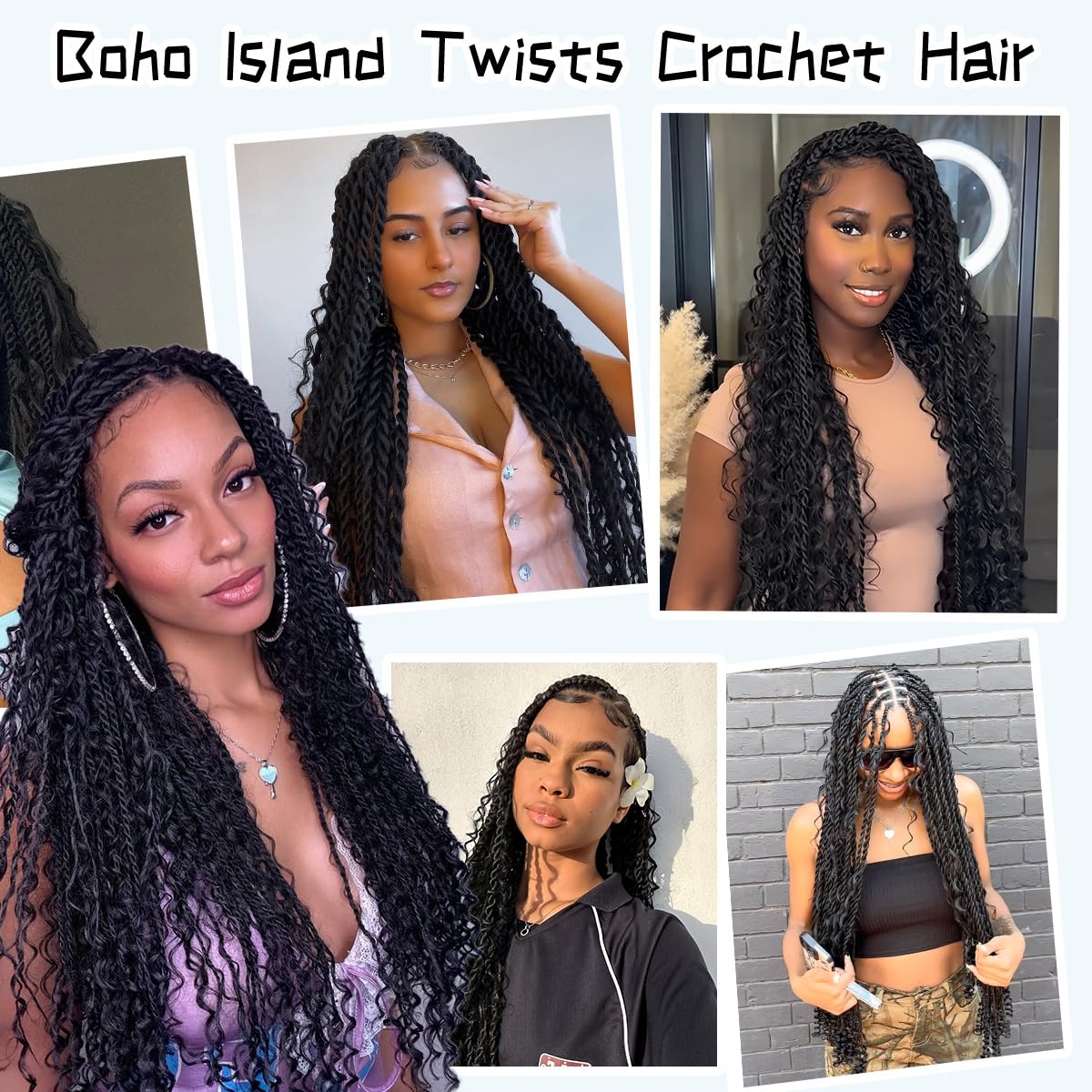 Senegalese Twist Crochet Hair 30 Inch 9 Packs Boho Pre-Looped Goddess Twist Crochet Hair Senegalese Twist Goddess Twist Braids for Black Women