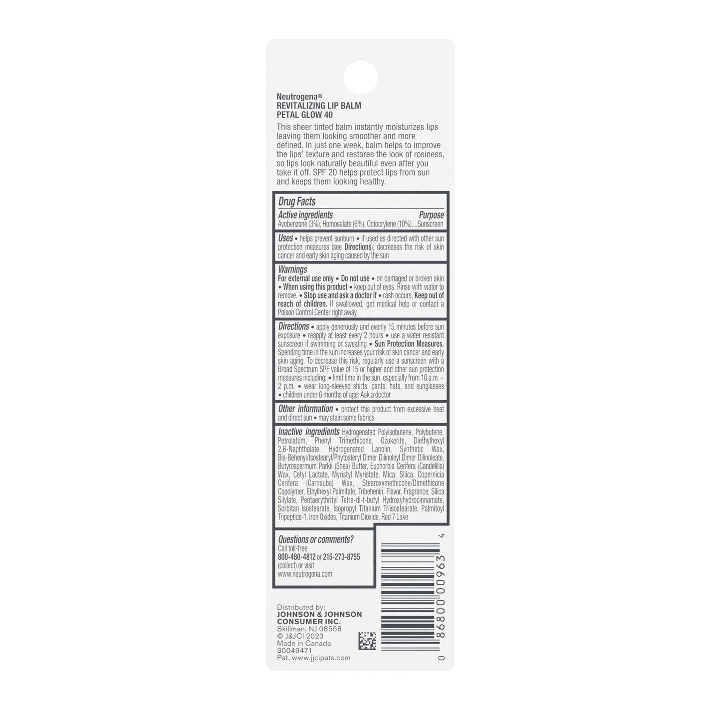Neutrogena Revitalizing Tinted Lip Balm Broad Spectrum SPF 20 Sunscreen, Moisturizing Lip Balm with a Sheer Tint for Softer, Smoother, Healthier-Looking Lips, Sheer Petal Glow 40, .15 oz