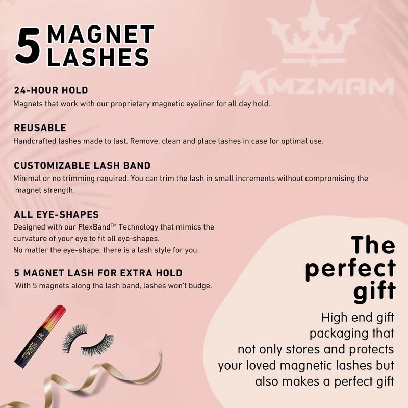 Amzmam Magnetic Eyelashes Natural Look,Magnetic Eyelashes and Eyeliner Kit,Natural Magnetic Lashes,Waterproof, Long Lasting, Easy Apply (Black-9)