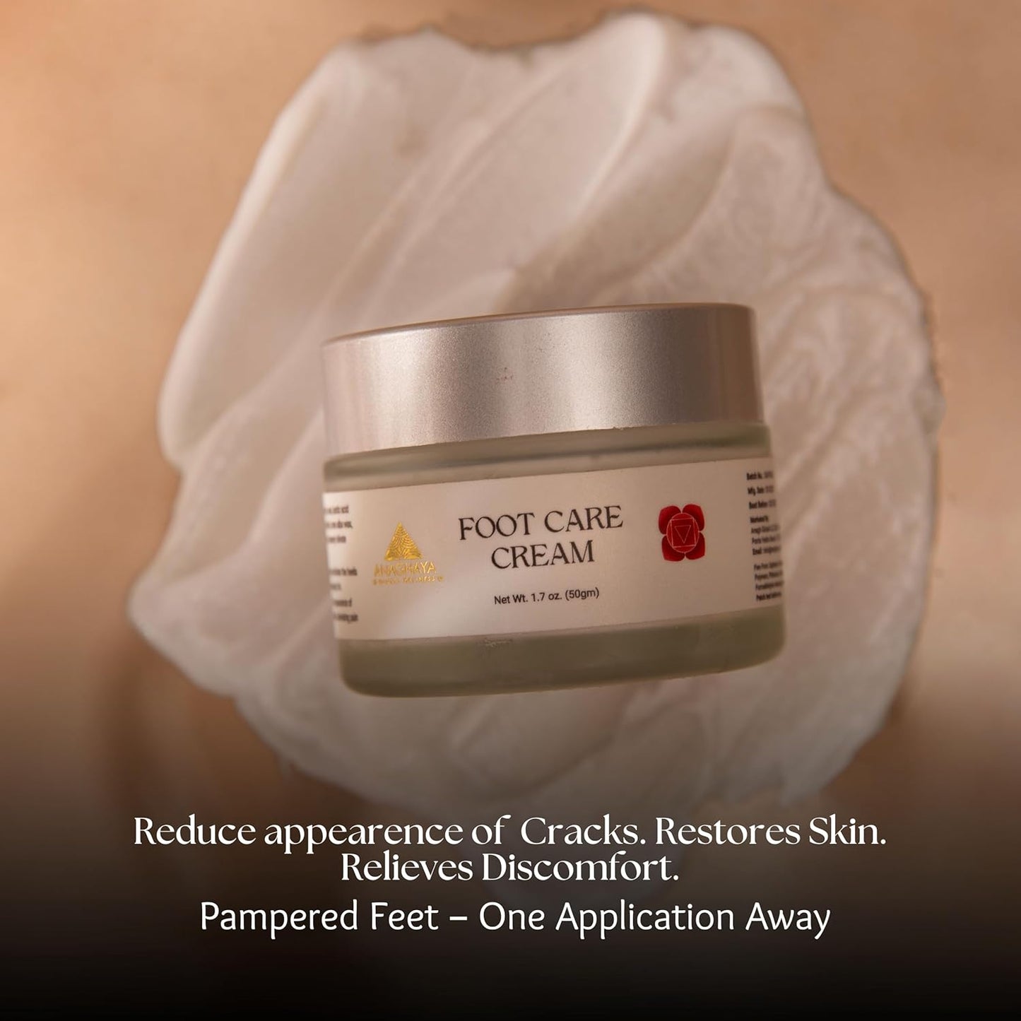 Cracked Heel Repair Foot Cream – Ayurvedic Moisturizer with Jaatyadi Oil & Urea, 1.76 Oz
