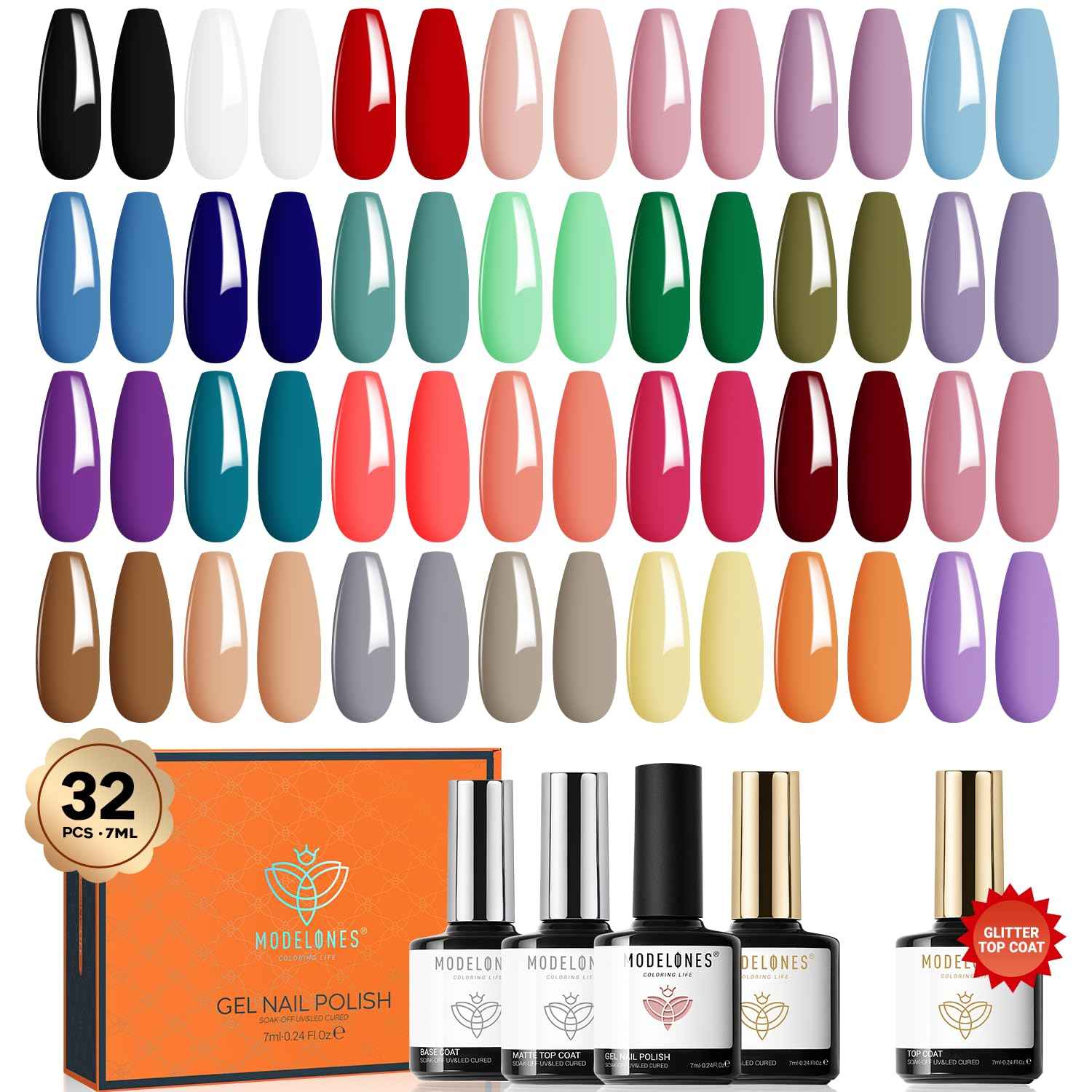 32 PCS Gel Nail Polish Set with Remover - Long-Lasting, Vibrant Colors