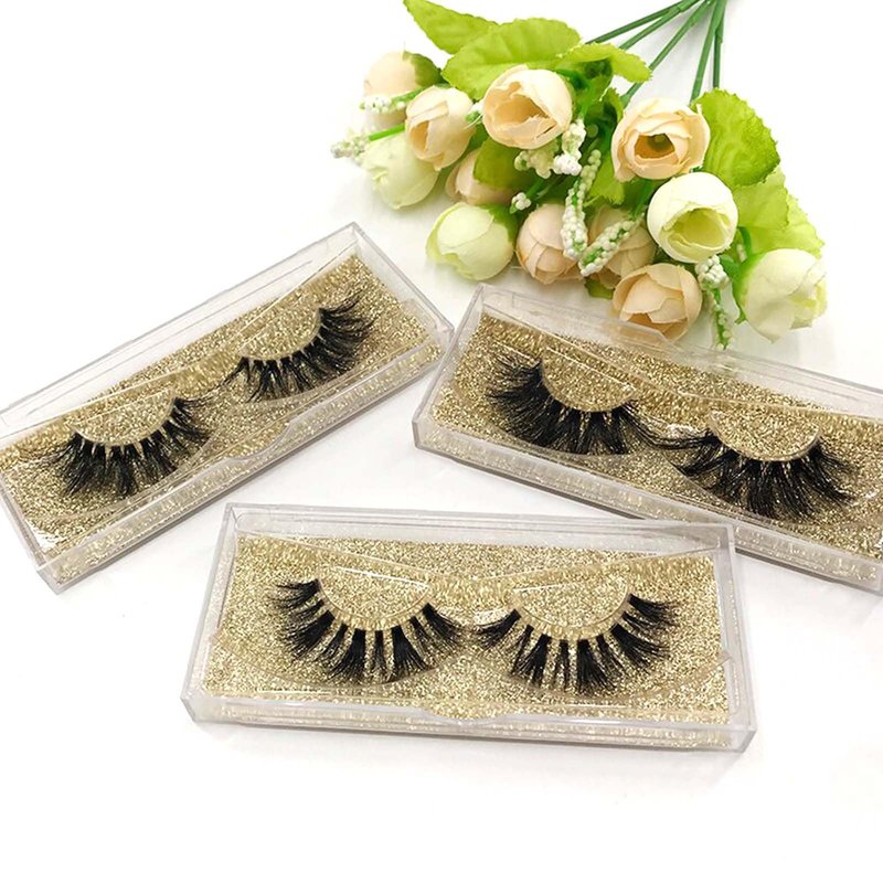 JAPCHET 40 Pack 4.3x2 Inch Transparent Empty Eyelash Cases, Plastic Eyelash Case with Eyelash Tray and Gold Glitter Card Paper, False Eyelash Storage Box Case for Makeup Artists, Women
