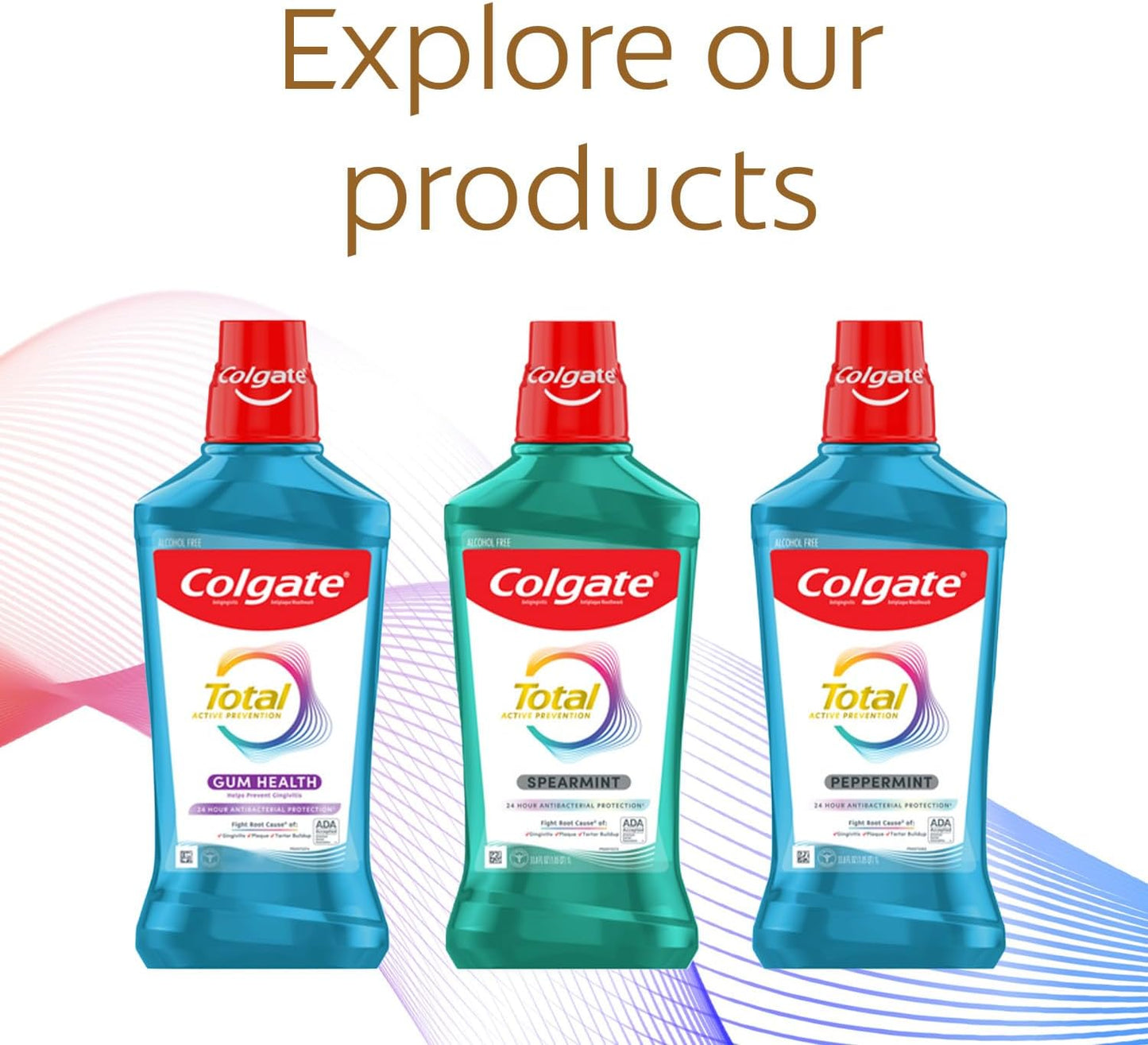 Colgate Total Pro-Shield Mouthwash | Alcohol-Free Antibacterial Formula, Peppermint - 500 mL (6 Pack)