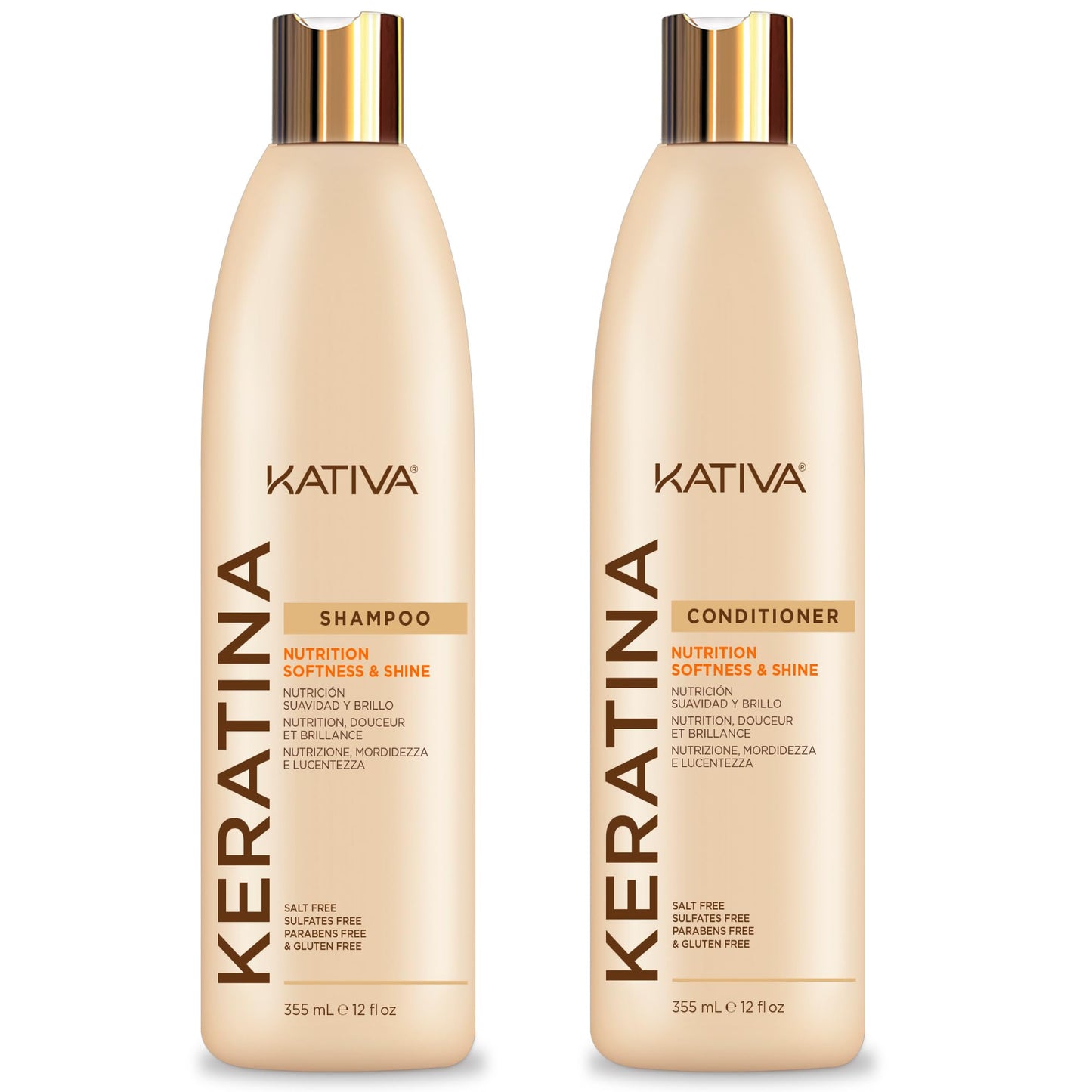 Keratin Shampoo and Conditioner Pack set of 2. Nutrition, Softeness and Shine without Sulfates. Salt and Parbens Free.