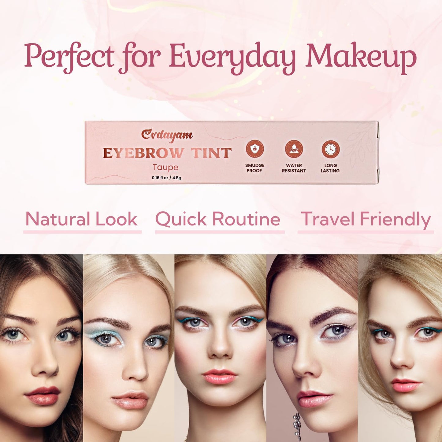 Eyebrow Tint Gel - Waterproof Tinted Brow Gel for Natural Definition | Long-Lasting Smudge-Proof Color (Taupe)