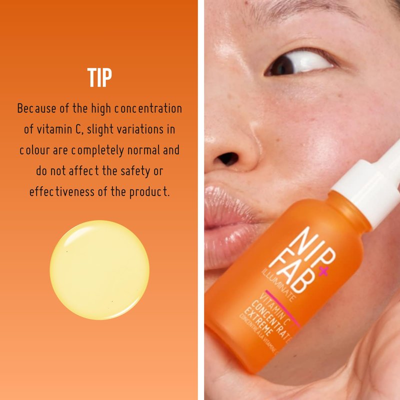 Nip+Fab Vitamin C Fix Concentrate Extreme 15% 1 fl oz | Face Skin Radiance Booster | 3 Forms of Vitamin C | Ferulic Acid | Skin Protection | Moisturizing Hydrating Antioxidant