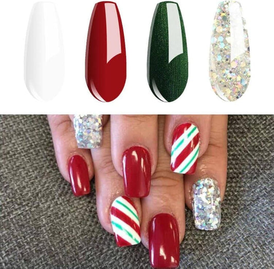 Vishine Christmas Glitter Gel Nail Polish Set - 4 Soak Off UV LED Colors (8ml Each)