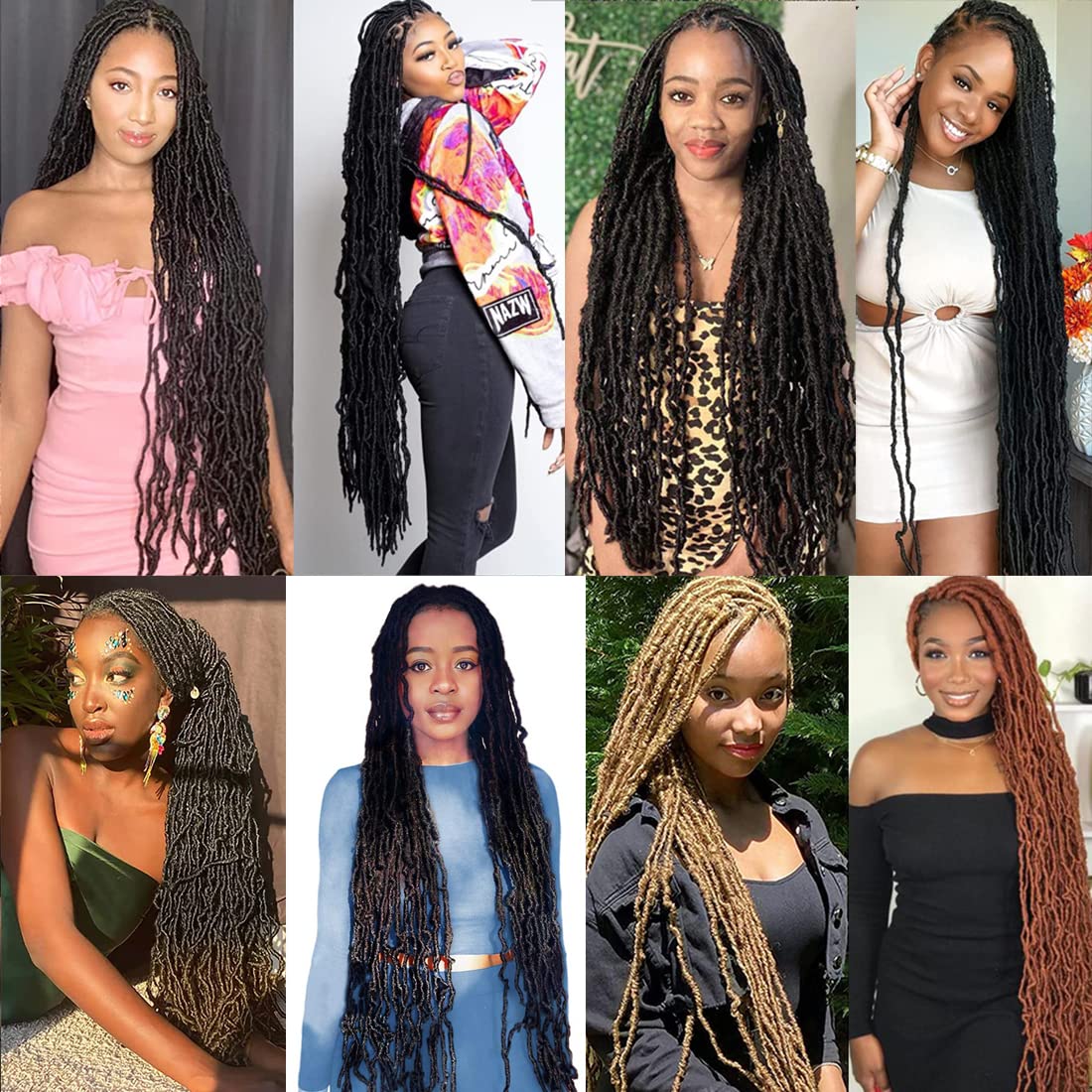 Soft Locs Crochet Hair - 36 Inch Super Long Goddess Faux Locs | 6 Packs Curly Wave Braid #1B