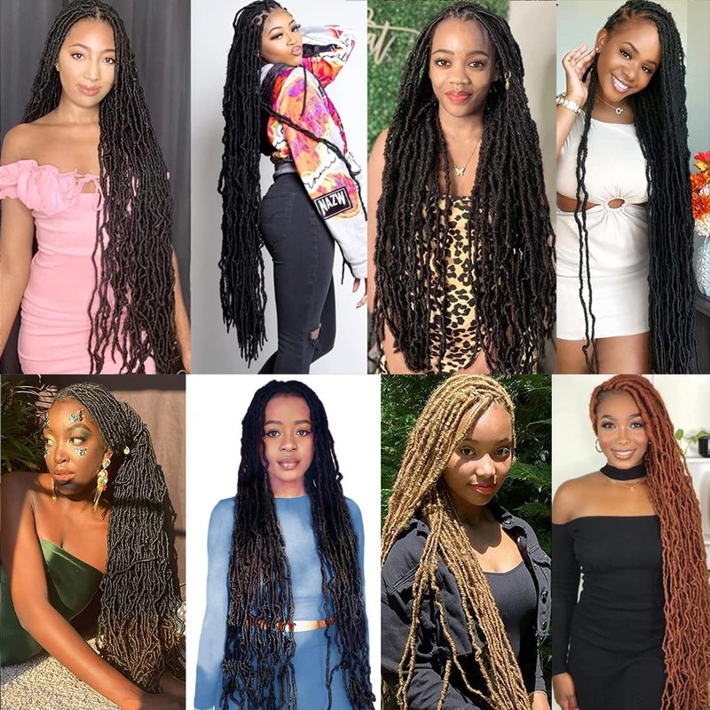 Soft Locs Crochet Hair - 36 Inch Super Long Goddess Faux Locs | 6 Packs Curly Wave Braid #1B