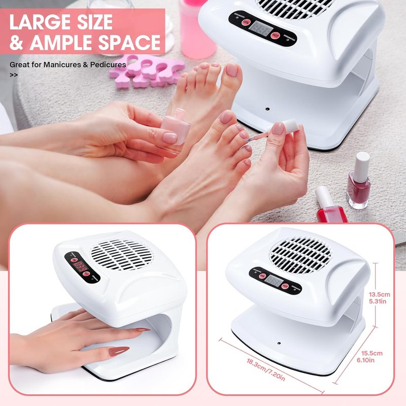 Nail Dryer for Regular Polish - LXIANGN 300W Auto Sensor Air Nail Drying Fan | Professional Manicure Tool (White)