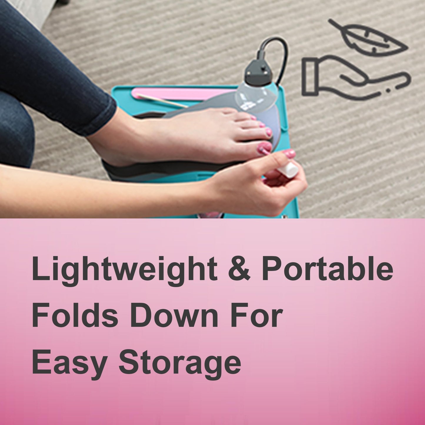 Salon Step Pedicure Footrest with LED Magnifier, Drying Fan and Storage