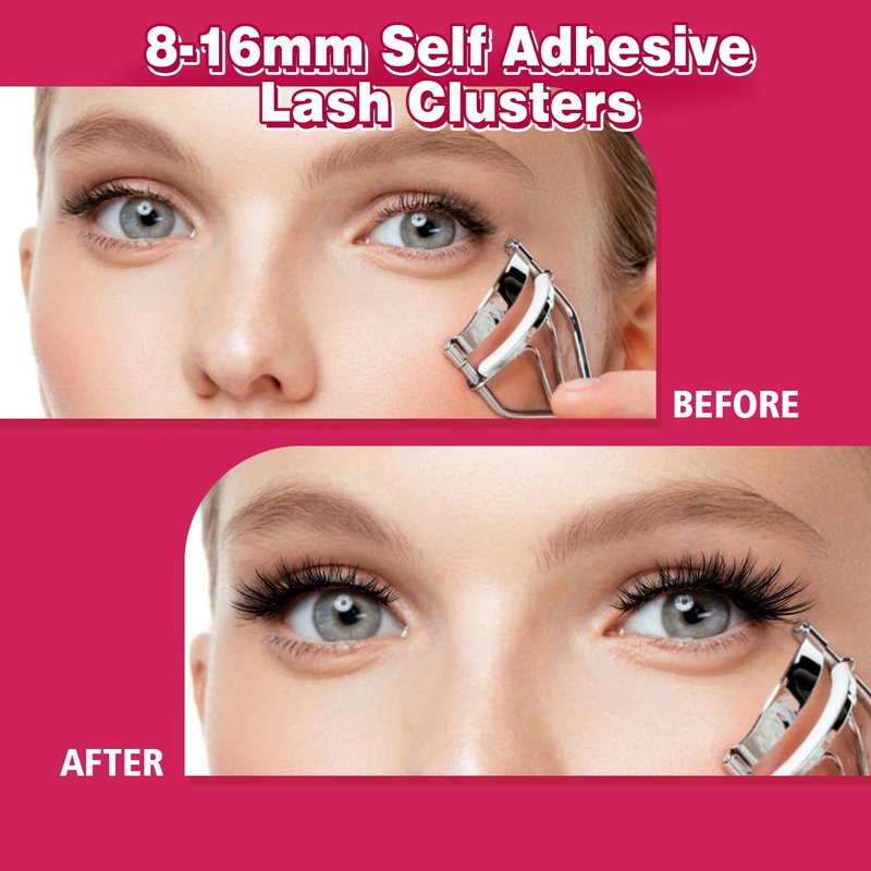 240PCS Self Adhesive Eyelashes Natural Lash Clusters Kit Volume DIY Self Adhesive Lash Clusters Pre Glued Eyelashes Clusters Reusable No Glue Needed No Remover No residue