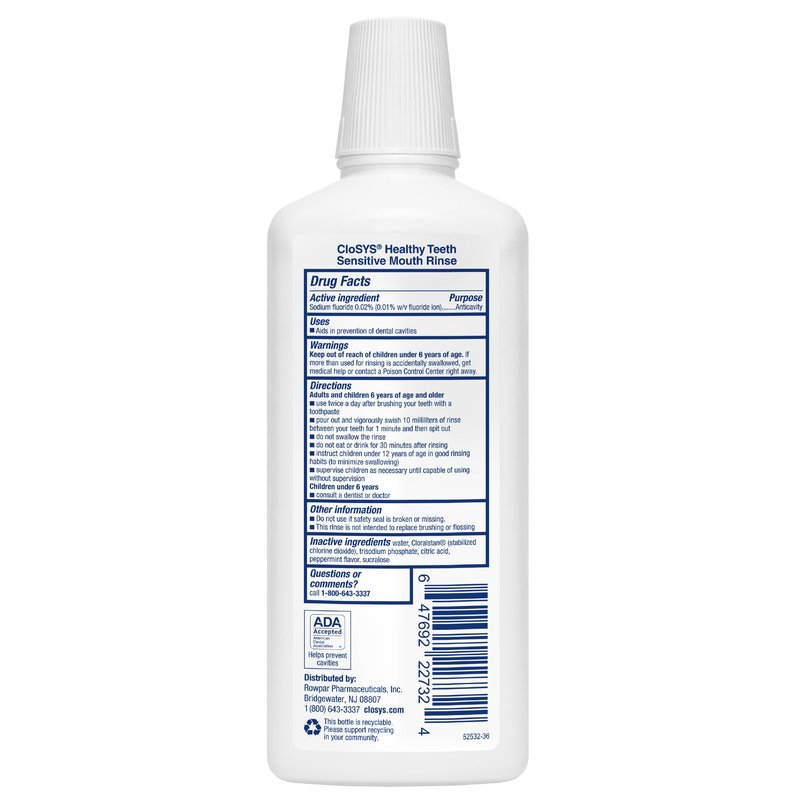 CloSYS Silver Healthy Teeth Anti-Cavity Oral Rinse, 32 Fl Oz (Pack of 2), Fluoride Mouthwash For Adults, Non-Burning, Non-Irritating