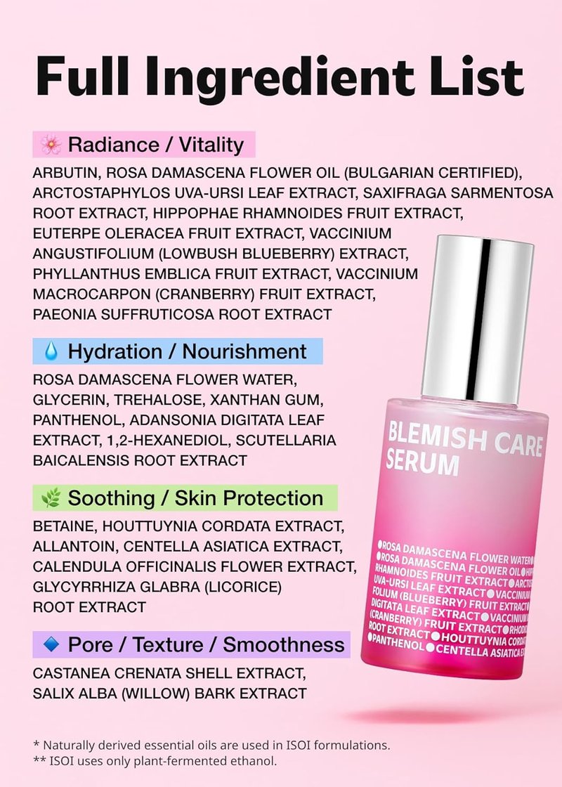 ISOI Blemish Care Serum - Vegan Hydrating Formula for Smooth Glass Skin | 1.18 fl. oz (35ml)