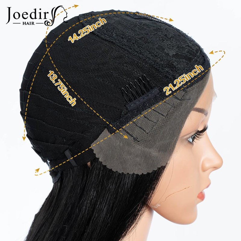 Joedir HAIR Layered Synthetic Lace Front Wig for Women with Curtain Bangs 24 inch Highlight Ash Brown Skunk Stripe Wig for Daily Party Cosplay (Color:NTSA4/10/23B/613C)