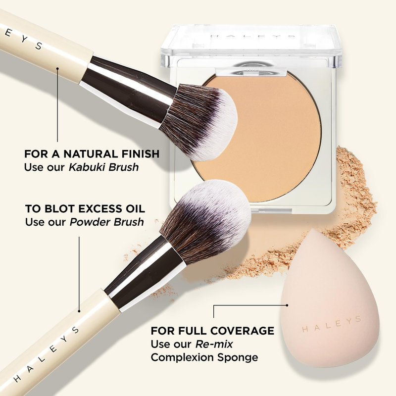 HALEYS Beauty Re-cover Pressed Powder Foundation Makeup, Medium to Full Coverage with Oil Control, Soft Matte Make up Finish for All-Day Wear, Light to Medium with Warm Tones, Shade 2.5