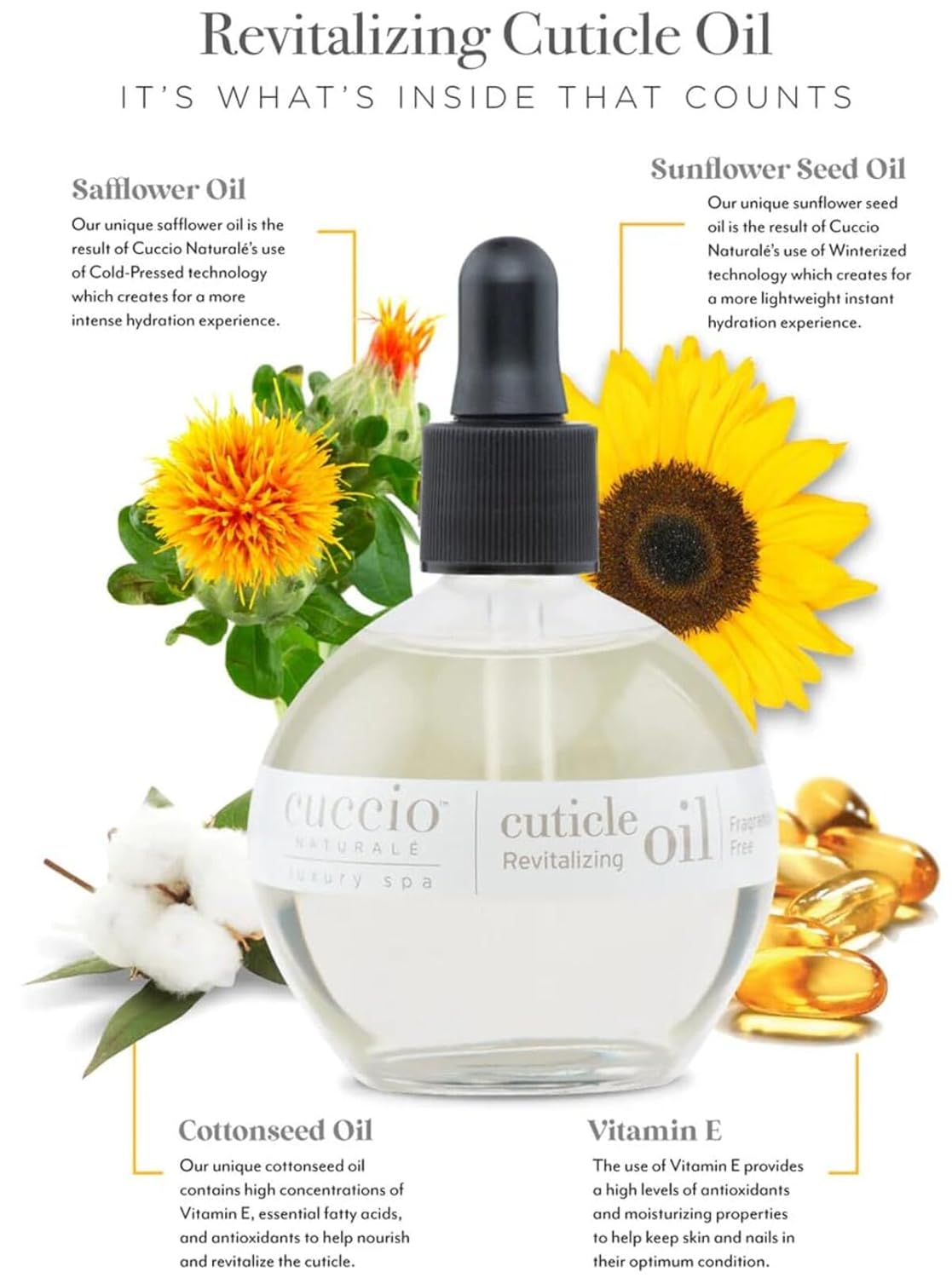 Cuccio Naturale Revitalizing Hydrating Cuticle Oil - Repair Damaged Skin & Nails - Vanilla Bean & Sugar - 2.5 Oz (Pack of 2)