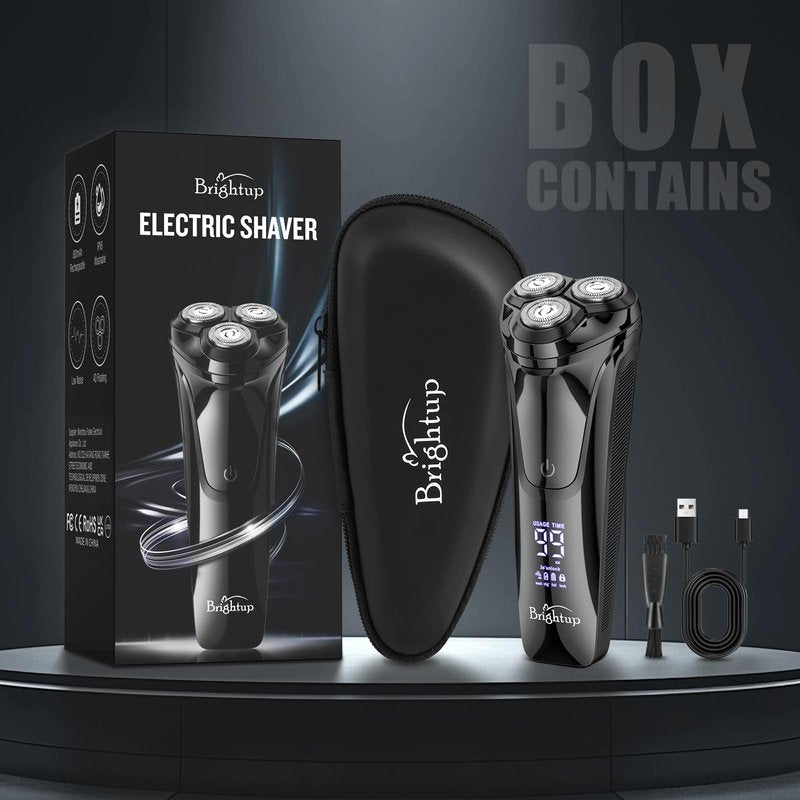 Brightup Electric Razor for Men Face, Wet & Dry Electric Shaver for Men with Pop-up Trimmer, Men's Razor with 4D Flex Precision Blades, USB Fast Charging, LED Display, Travel Lock, Storage Case