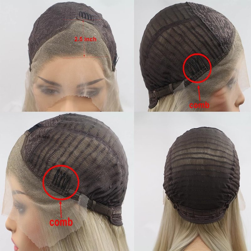 xiweiya Long Natural Wave Ombre Brown Blonde Synthetic Lace Front Wigs with Brown Roots 2 Tones Side Part Wig Heat Resistant Fiber Hair Wigs For Women Replacement Everyday Wigs 24"(Blonde)