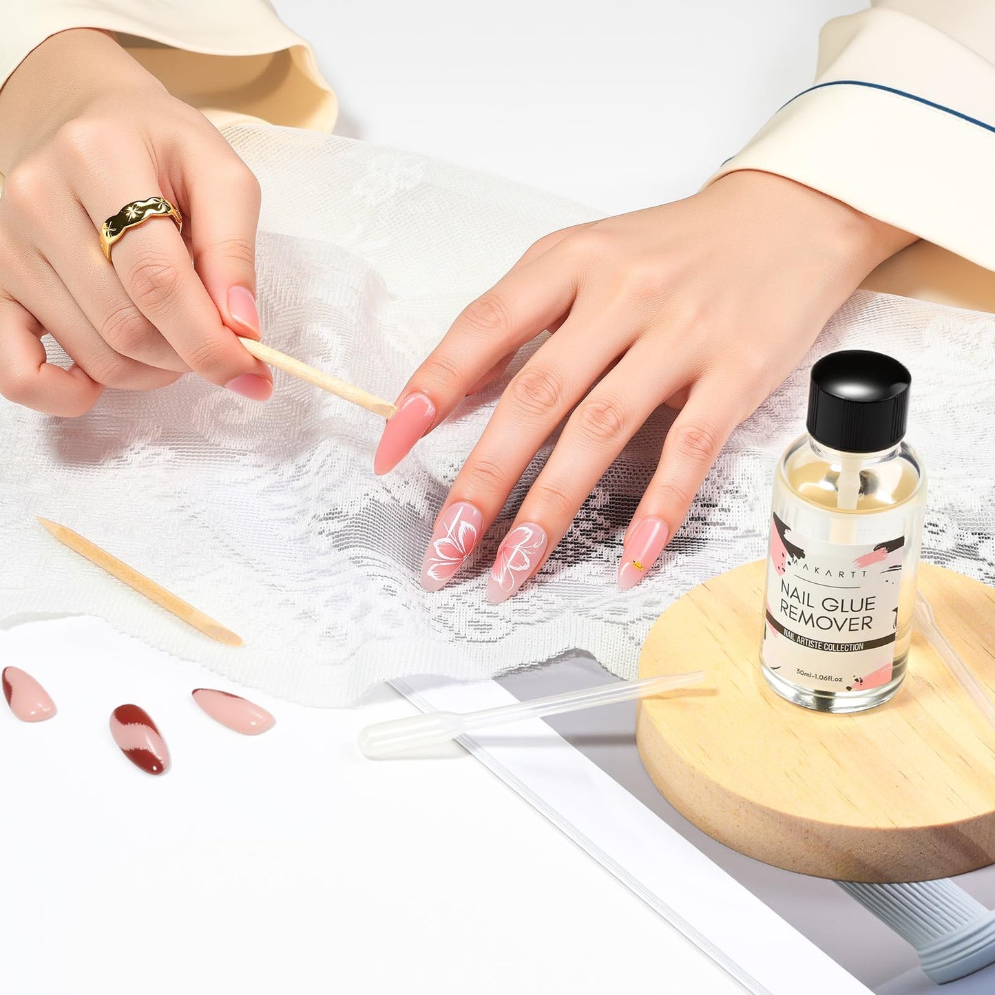 Makartt Nail Glue Remover for Press on Nails - 30ML Hema-free, Glueoff Easy Removal Versatile Debonder for Glue on Tips, Regular Polish, Quick Glues and Semi-Cured Sticker DIY Manicure Supply
