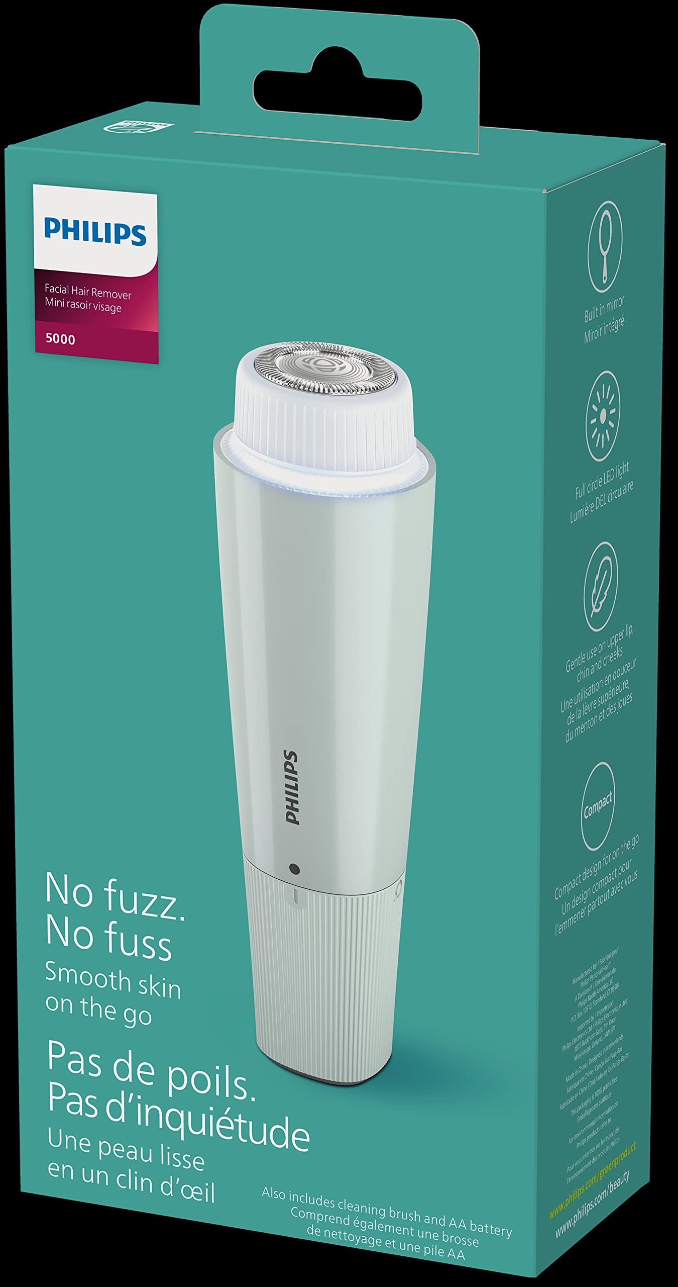 Philips Beauty Series 5000 Electric Shaver and Personal Groomer for Women, Cordless & Compact, Hypoallergenic Head, Gentle & Quick Hair Removal Easy Finishing Touch Ups