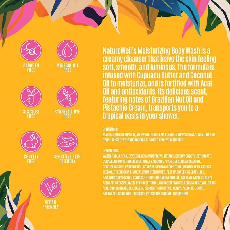 Cheeky Moisturizing Body Wash - Creamy Cupuaçu Butter Formula for Gentle Cleansing & Hydration | 33 oz