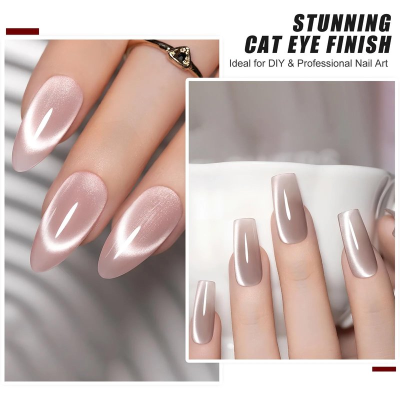 WOKOTO 2 PC Strong Magnetism Cat Eye Magnets With 9 Pcs Iron Stencils For Nails, Cylinder & Rectangular Bar Nail Magnet With Rubber Cover, French Smile Line, Heart And Bunny Stencils Magnet Tools Set