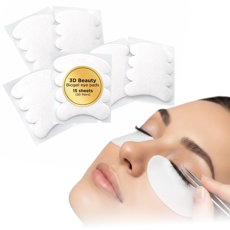 3D Beauty Biogel Eye Pads For Eyelash Extension, Under Eye Pads Eyelash Extension Supplies - 15 Sheets (30 Pairs)