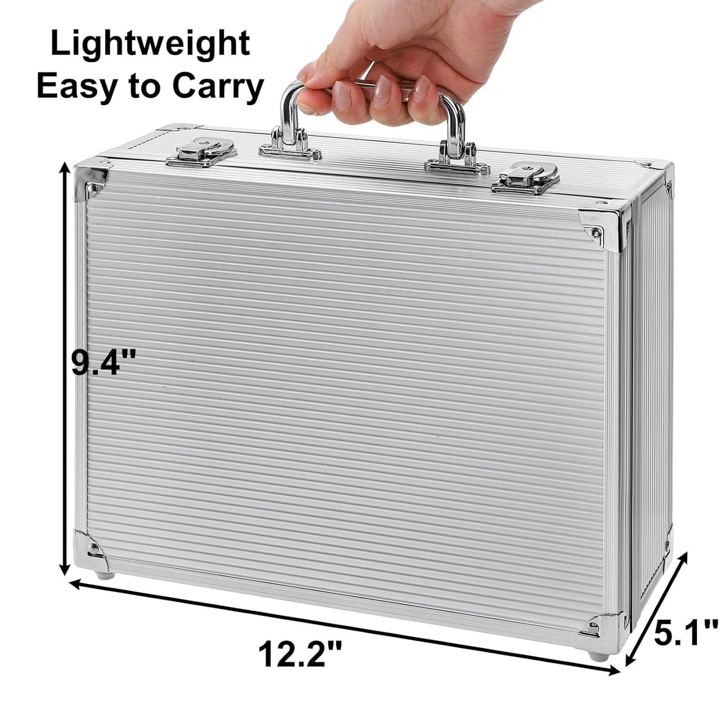 ordertattoo Large Tattoo Case Tattoo Kit Box - Aluminum Traveling Convention Carry Case (Silver)
