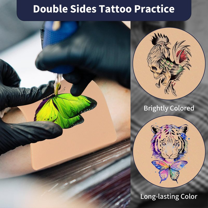 Narkasy 3MM Tattoo Practice skin - 20pcs Double Sides Thick Fake Skin Tattoo Skin for Practicing,Soft Silicone Tattoo Eyebrow Practice Skins for Beginner & Experienced Tattoo Artist…